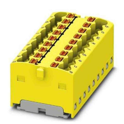 Phoenix Contact Distribution Block, 18 Way, 2.5mm², 17.5A, 450 V, Yellow