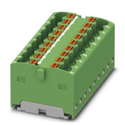 Phoenix Contact Distribution Block, 18 Way, 2.5mm², 17.5A, 450 V, Green