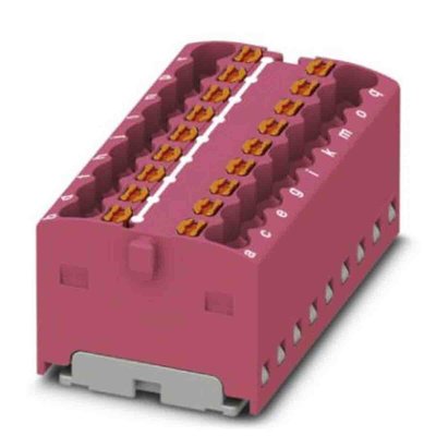 Phoenix Contact Distribution Block, 18 Way, 2.5mm², 17.5A, 450 V, Pink
