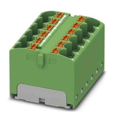 Phoenix Contact Distribution Block, 12 Way, 0.2 → 6mm², 32A, 450 V, Green