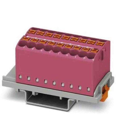 Phoenix Contact Distribution Block, 18 Way, 4mm², 24A, 690 V, Pink