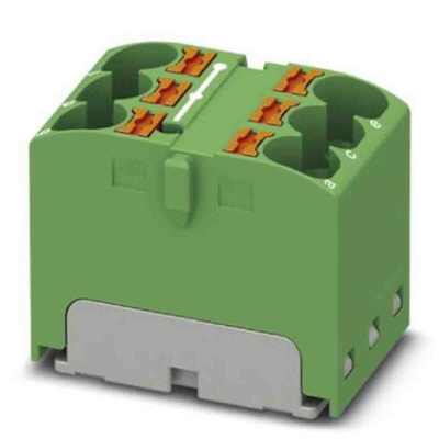 Phoenix Contact Distribution Block, 6 Way, 6mm², 32A, 450 V, Green