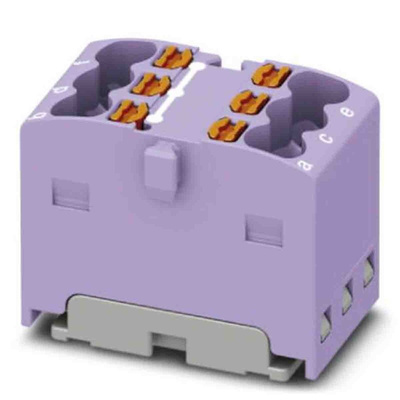 Phoenix Contact Distribution Block, 6 Way, 2.5mm², 17.5A, 450 V, Violet