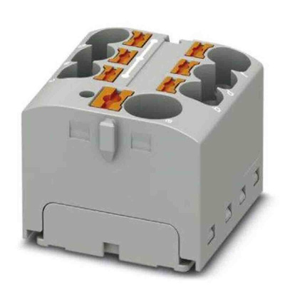 Phoenix Contact Distribution Block, 7 Way, 6mm², 32A, 450 V, Grey
