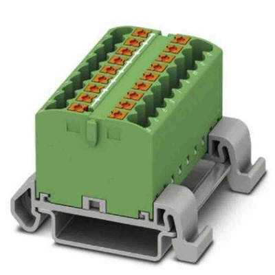 Phoenix Contact Distribution Block, 18 Way, 4mm², 24A, 690 V, Green