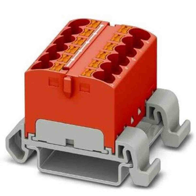 Phoenix Contact Distribution Block, 12 Way, 0.2 → 6mm², 32A, 800 V, Red
