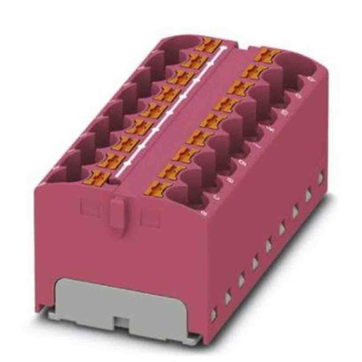Phoenix Contact Distribution Block, 18 Way, 6mm², 32A, 450 V, Pink