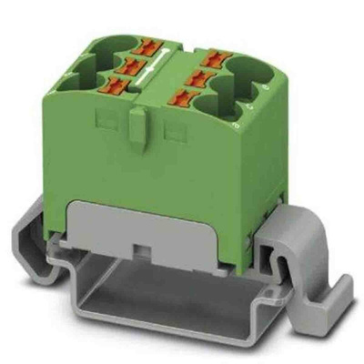 Phoenix Contact Distribution Block, 6 Way, 0.2 → 6mm², 32A, 800 V, Green