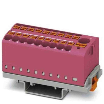 Phoenix Contact Distribution Block, 19 Way, 4mm², 24A, 690 V, Pink