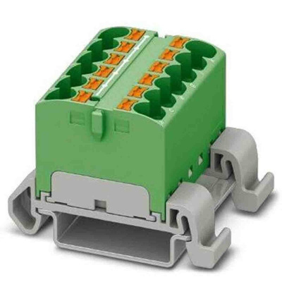 Phoenix Contact Distribution Block, 12 Way, 0.2 → 6mm², 32A, 800 V, Green