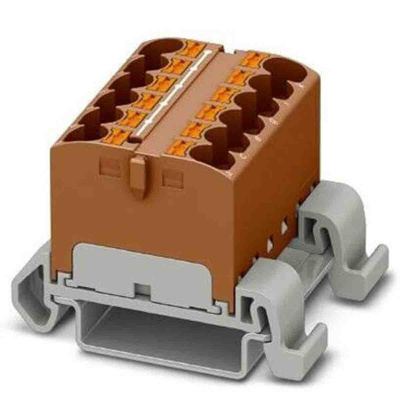 Phoenix Contact Distribution Block, 12 Way, 0.2 → 6mm², 32A, 800 V, Brown