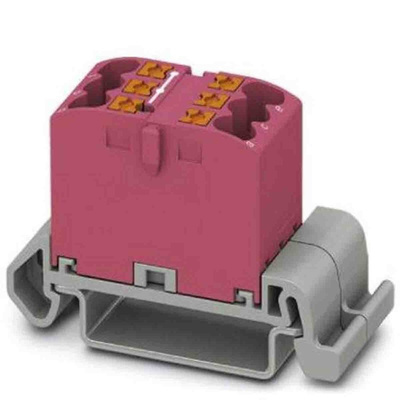 Phoenix Contact Distribution Block, 6 Way, 4mm², 24A, 690 V, Pink