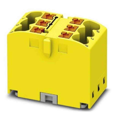 Phoenix Contact Distribution Block, 6 Way, 4mm², 24A, 450 V, Yellow