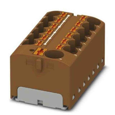 Phoenix Contact Distribution Block, 13 Way, 6mm², 32A, 450 V, Brown