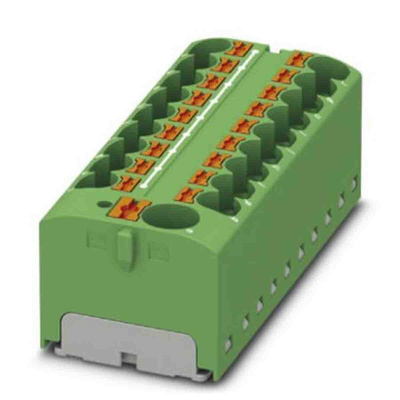 Phoenix Contact Distribution Block, 19 Way, 6mm², 32A, 450 V, Green