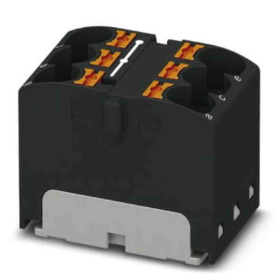 Phoenix Contact Distribution Block, 6 Way, 0.2 → 6mm², 32A, 630 V, Black