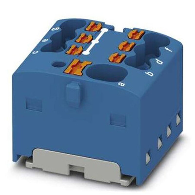 Phoenix Contact Distribution Block, 7 Way, 2.5mm², 17.5A, 450 V, Blue