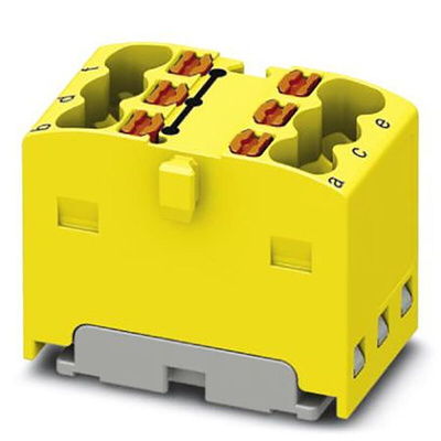 Phoenix Contact Distribution Block, 6 Way, 2.5mm², 17.5A, 450 V, Yellow