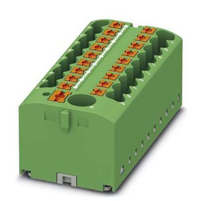 Phoenix Contact Distribution Block, 19 Way, 4mm², 24A, 450 V, Green