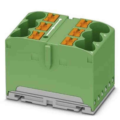 Phoenix Contact Distribution Block, 6 Way, 57A, 450 V, Green