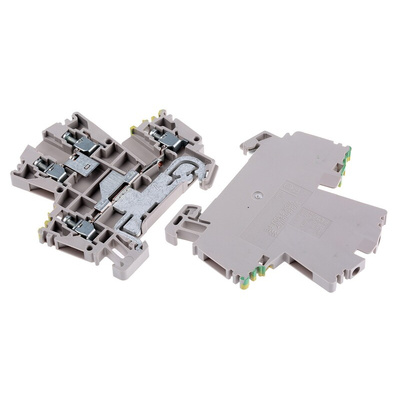 Weidmuller 4-Way WDK 2.5DU-PE Double Deck Earth Terminal Block, 22 → 12 AWG Wire, Screw Down, Wemid Housing