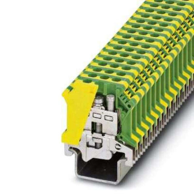Phoenix Contact 1-Way DIN Rail Earth Modular Terminal Block, 10mm², 20 → 10 AWG Wire