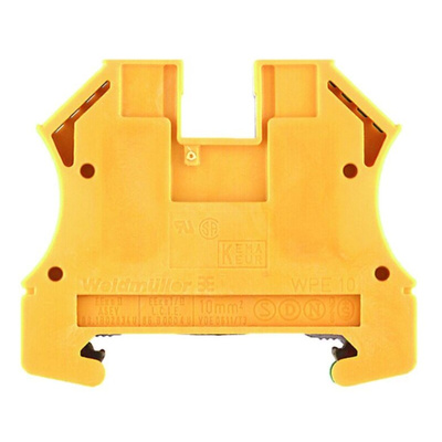 Weidmuller 2-Way WPE 10 Earth Terminal Block, 10mm², 16 → 6 AWG Wire, Screw Down, Wemid Housing, ATEX