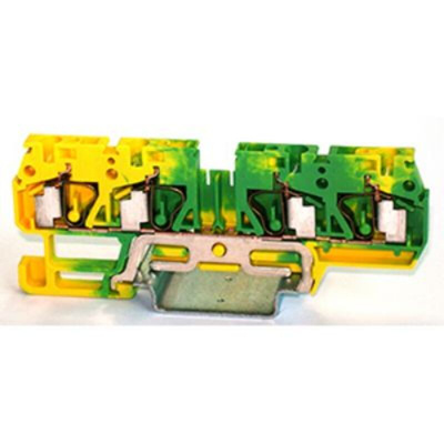 RS PRO 1-Way DIN Rail Earth Terminal Block, 4mm², 24 → 12 AWG Wire, Spring, PA 66 Housing