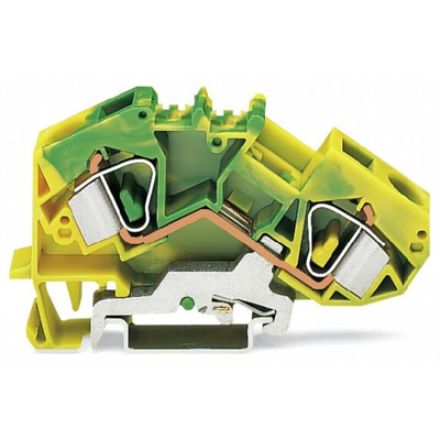 Wago 2-Way DIN Rail Earth Terminal Block, 16mm², 6 AWG Wire, Cage Clamp, Polyamide Housing