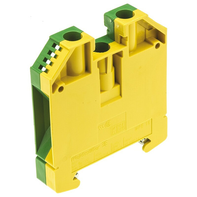 Weidmuller 2-Way WPE 16 Earth Terminal Block, 16mm², 14 → 6 AWG Wire, Screw Down, Wemid Housing, ATEX