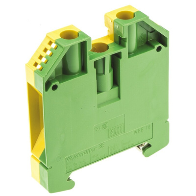 Weidmuller 2-Way WPE 16 Earth Terminal Block, 16mm², 14 → 6 AWG Wire, Screw Down, Wemid Housing, ATEX