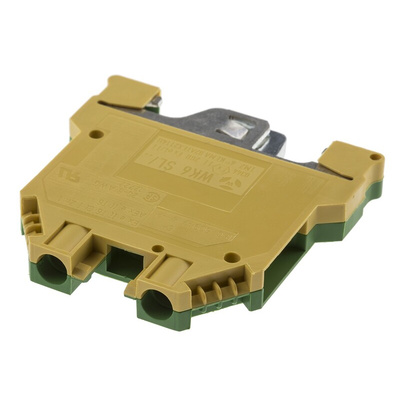 RS PRO 2-Way Earth Terminal Block, 6mm², 20 → 8 AWG Wire, Screw Down, Nylon Housing