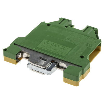 RS PRO 2-Way Earth Terminal Block, 6mm², 20 → 8 AWG Wire, Screw Down, Nylon Housing