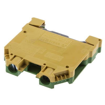 RS PRO 2-Way Earth Terminal Block, 10mm², 16 → 6 AWG Wire, Screw Down, Nylon Housing