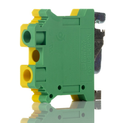 Phoenix Contact 2-Way USLKG 10 N Earth Terminal Block, 0.5 → 16mm², 20 → 6 AWG Wire, Screw Down,