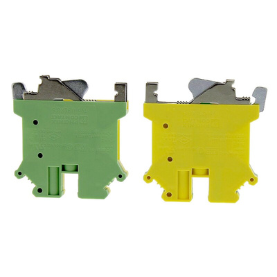 Phoenix Contact 2-Way DIN Rail Earth Modular Terminal Block, 24 → 10 AWG Wire, Screw Down, Polyamide Housing,