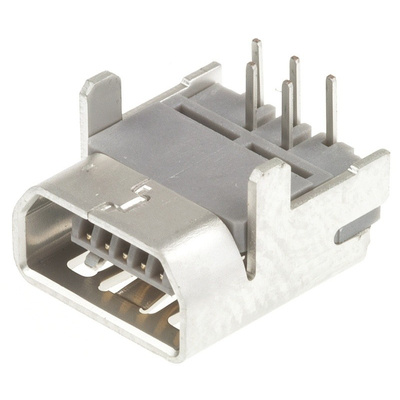 Molex, On-The-Go USB Connector, Through Hole, Socket 2.0 Micro AB, Solder, Right Angle