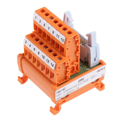 RS PRO 14-Contact Male Interface Module, Flat Ribbon Cable Connector, DIN Rail Mount, 1A