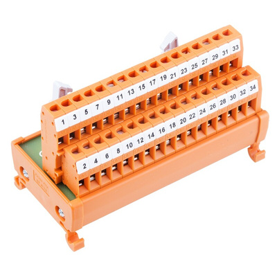 RS PRO 34-Contact Male Interface Module, Flat Ribbon Cable Connector, DIN Rail Mount, 1A