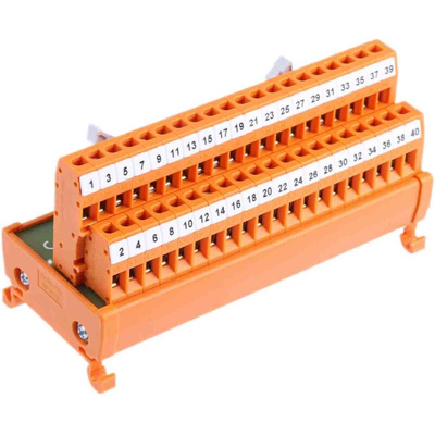 RS PRO 40-Contact Male Interface Module, Flat Ribbon Cable Connector, DIN Rail Mount, 1A
