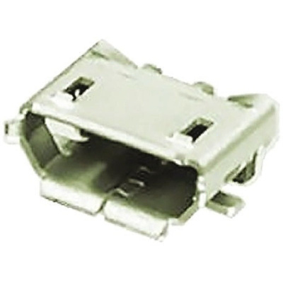 TE Connectivity USB Connector, SMT, Socket 2.0 B, Solder, Right Angle