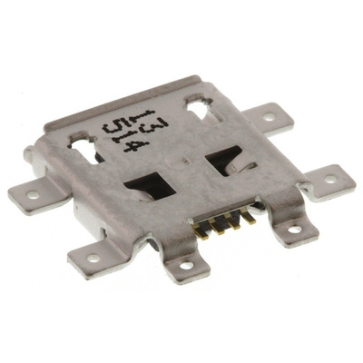 Molex, MICRO-USB USB Connector, SMT, Socket 2.0 B, Solder, Right Angle