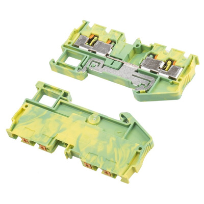 Phoenix Contact 4-Way PT 4-QUATTRO-PE Earth Terminal Block, 24 → 10 AWG Wire, Push In, Polyamide Housing