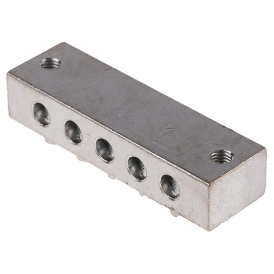 RS PRO 5-Way CE (BS EN 60998) Earth Block, 0 → 16 AWG Wire, Screw Down, Brass Housing