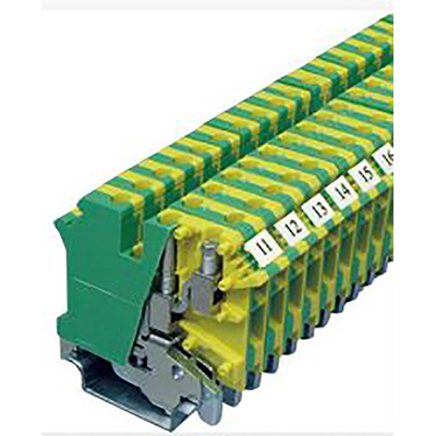 RS PRO 2-Way DIN Rail Earth Block, 0.2 to 2.5mm², 26 → 12 AWG Wire, Screw