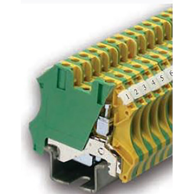 RS PRO 2-Way DIN Rail Earth Block, 0.5 to 4mm², 26 → 10 AWG Wire, Screw