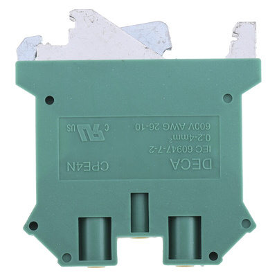 RS PRO 2-Way DIN Rail Earth Block, 0.2 to 4mm², 26 → 10 AWG Wire, Screw