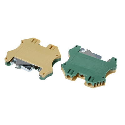 RS PRO 2-Way DIN Rail Earth Block, 0.5 to 6mm², 26 → 8 AWG Wire, Screw