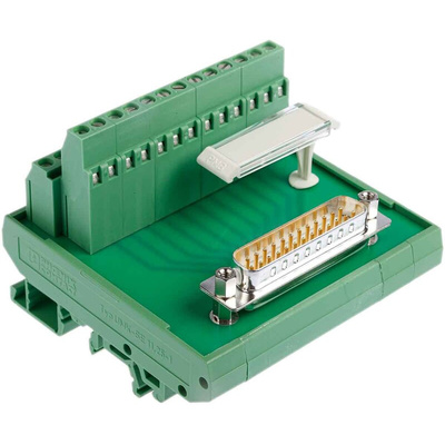 Phoenix Contact FLKM-D25 SUB/S Series 25-Contact Male Interface Module, D-sub Connector, DIN Rail Mount, 2.5A