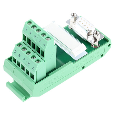 Phoenix Contact FLKM-D9 SUB/B Series 9-Contact Female Interface Module, D-sub Connector, DIN Rail Mount, 2.5A